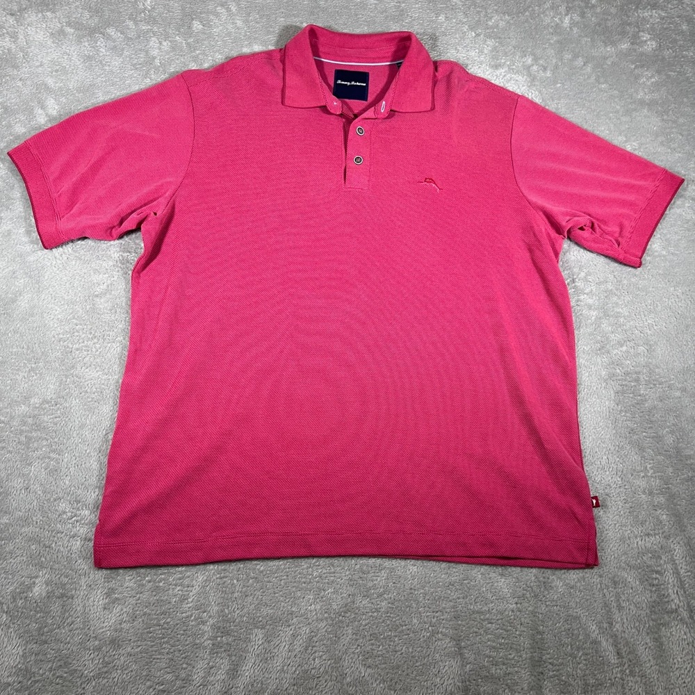 Tommy Bahama Pique Polo Shirt Mens Large Pink Excellent Embroidered Logo